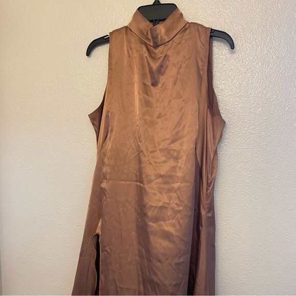 WEISSMAN Balera Elite Dance silky Charmeuse Mock Neck slip Dress D13067 MA adult - Picture 3 of 12